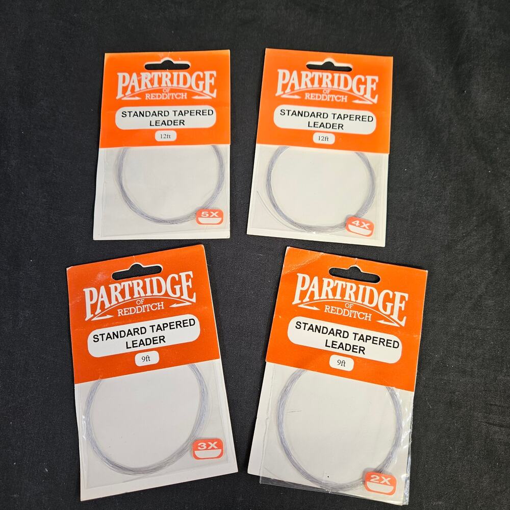 Partridge of Redditch Standard Tapered Leader 9ft &12ft Lot of 4 2x, 3x, 4x,‎ 5X